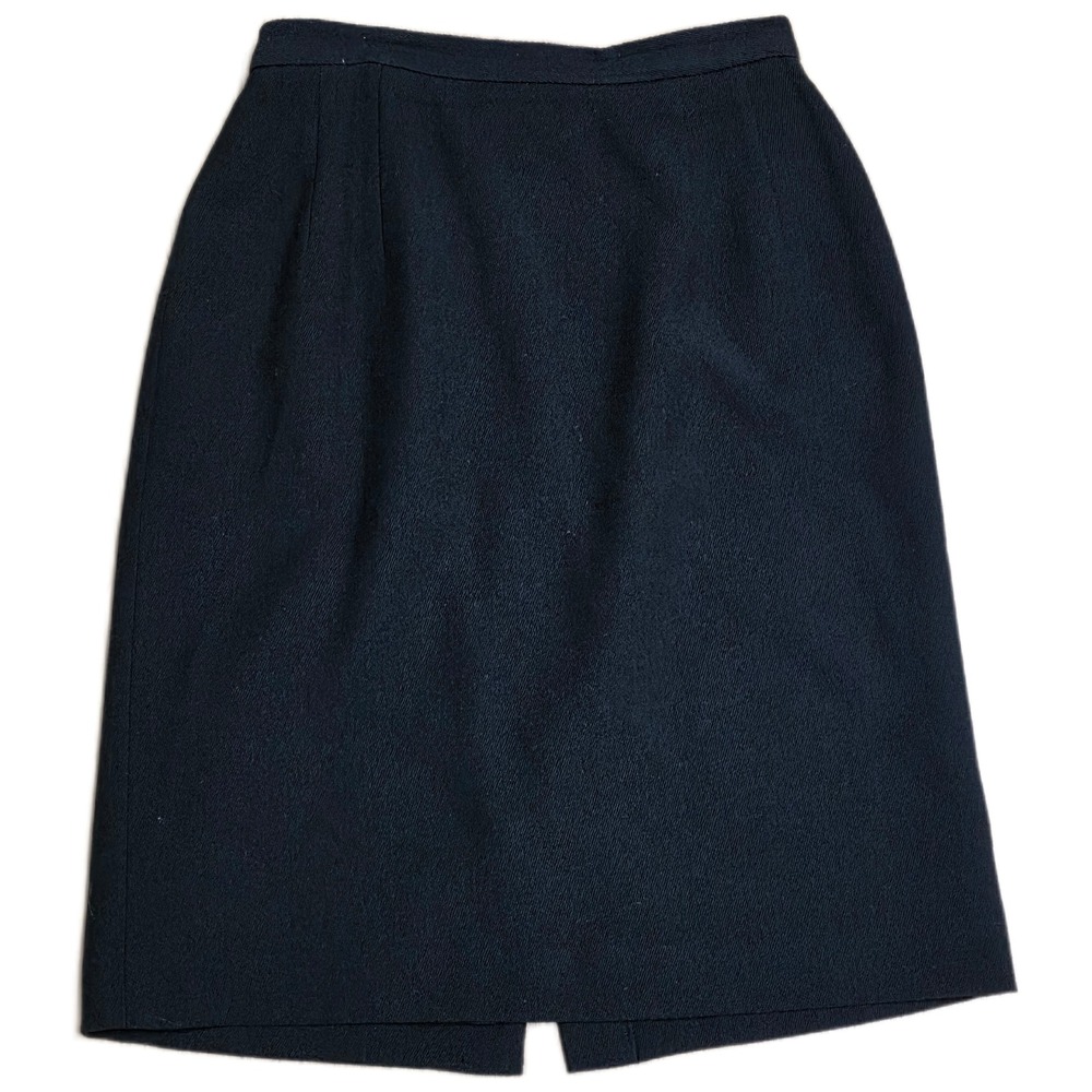 Vintage Talbots Petites Knee Length Women's Skirt Size 2 Black Wool Blend